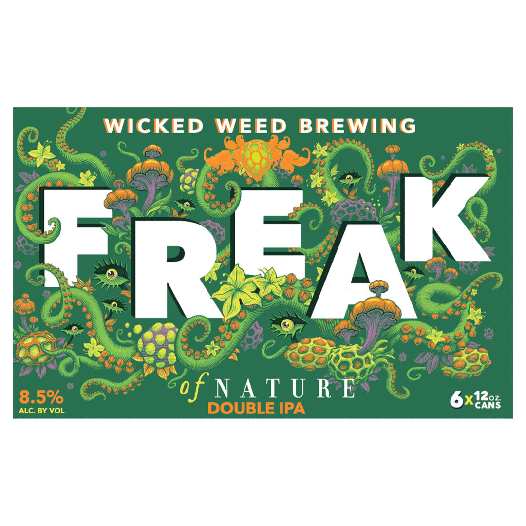 Wicked Weed Brewing Freak of Nature India Pale Ale Craft Beer, 6 Pack Beer, 12 FL OZ Cans, 8.5% ABV