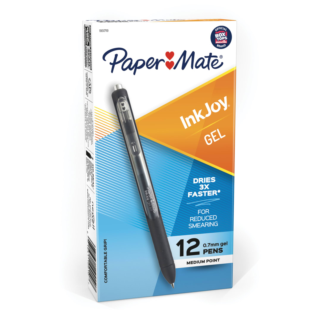 Paper Mate® InkJoy® Gel Pens, Medium Point, Black, 12 Count