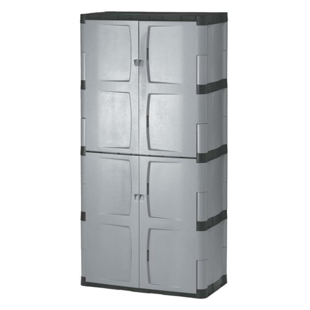 Rubbermaid Garage Storage Resin Full Double Door Cabinet, Gray