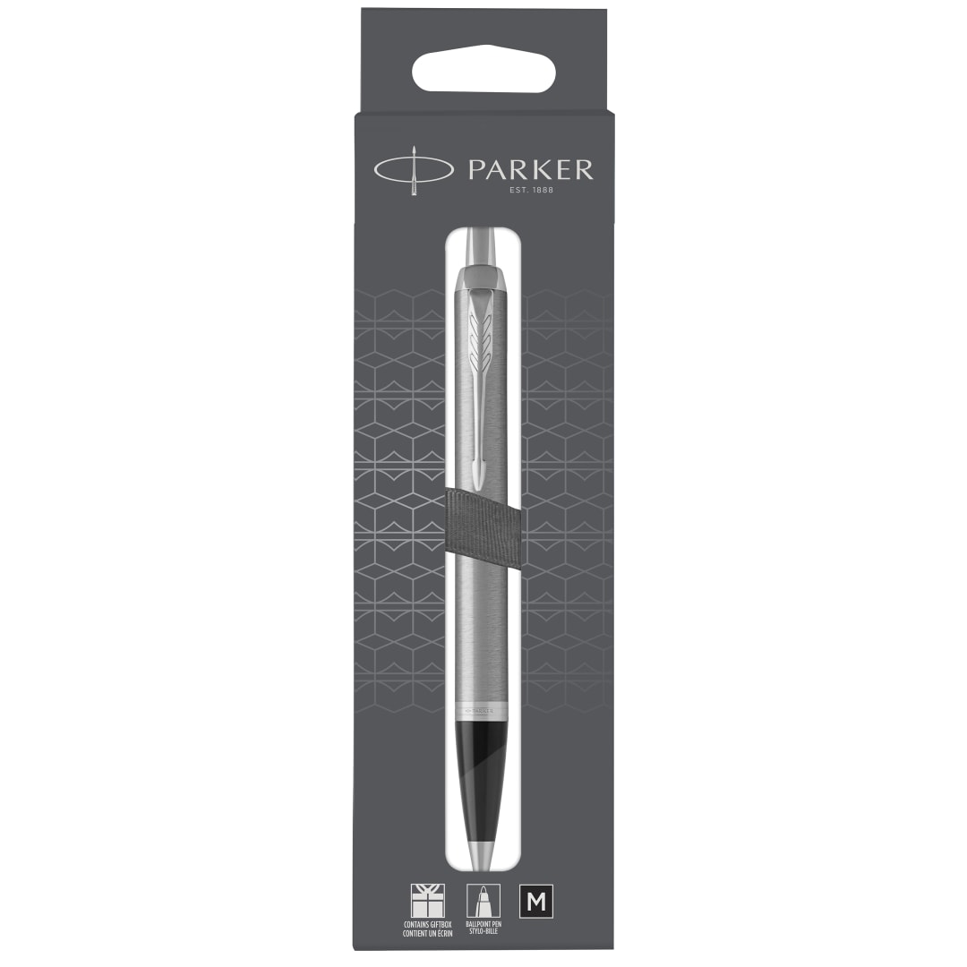 Parker IM Bolígrafo | acero inoxidable con detalles cromados | punta mediana con tinta azule