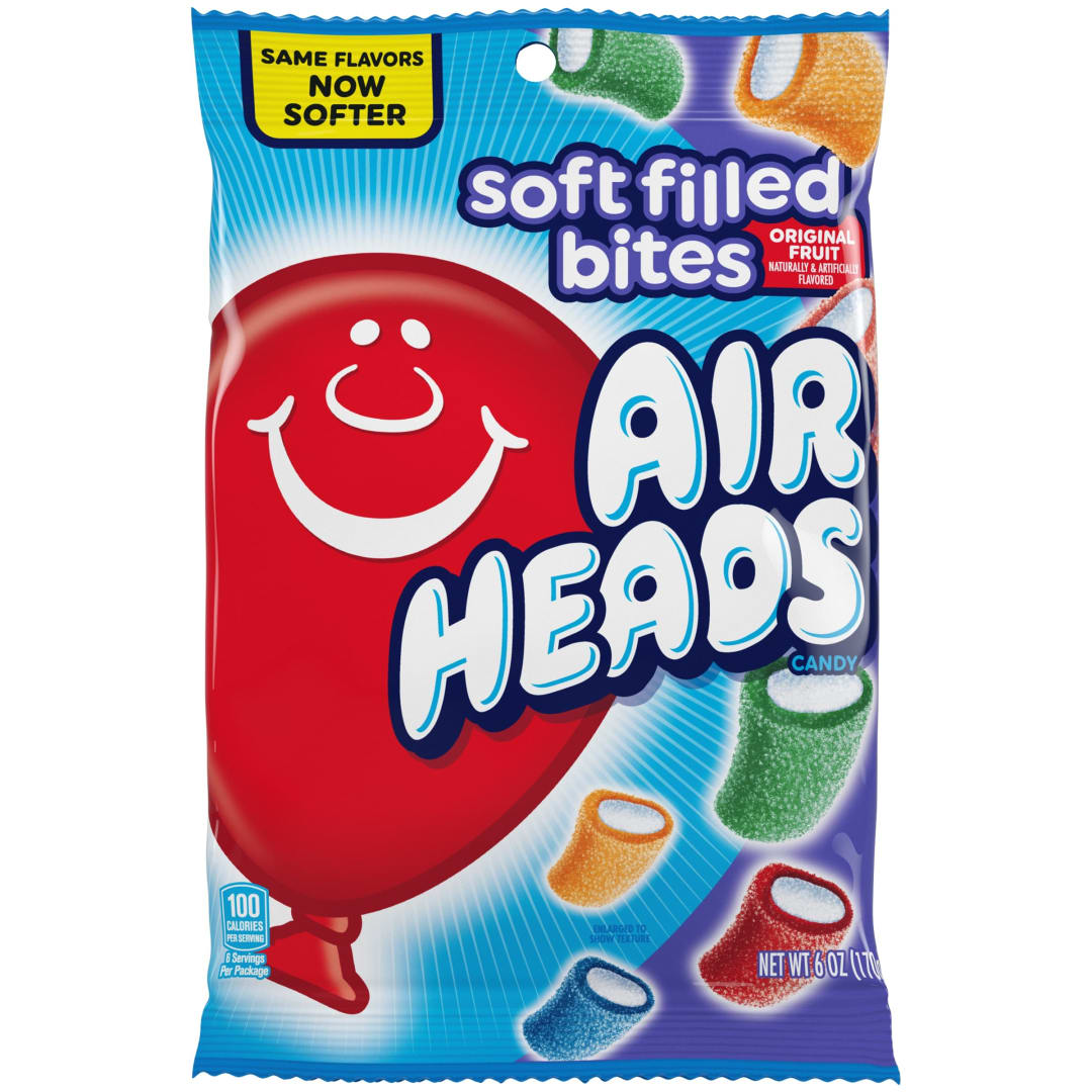 Airheads Soft-Filled Bites Fruit 6 oz Peg Bag
