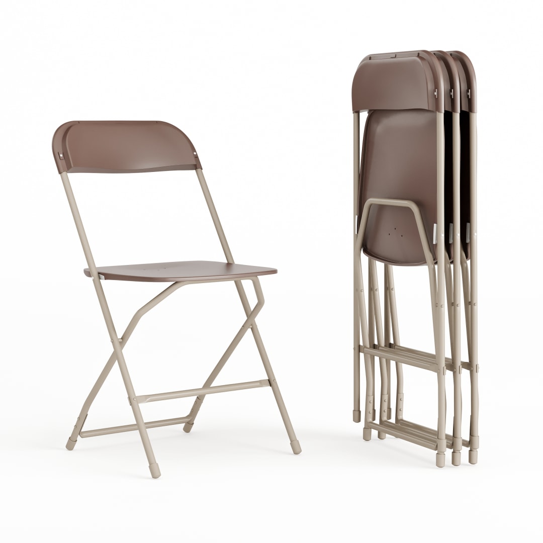 Hercules Series Plastic Folding Chair Brown - 4 Pack 650LB Weight Capacity Comfortable Event Chair-Lightweight Folding Chair