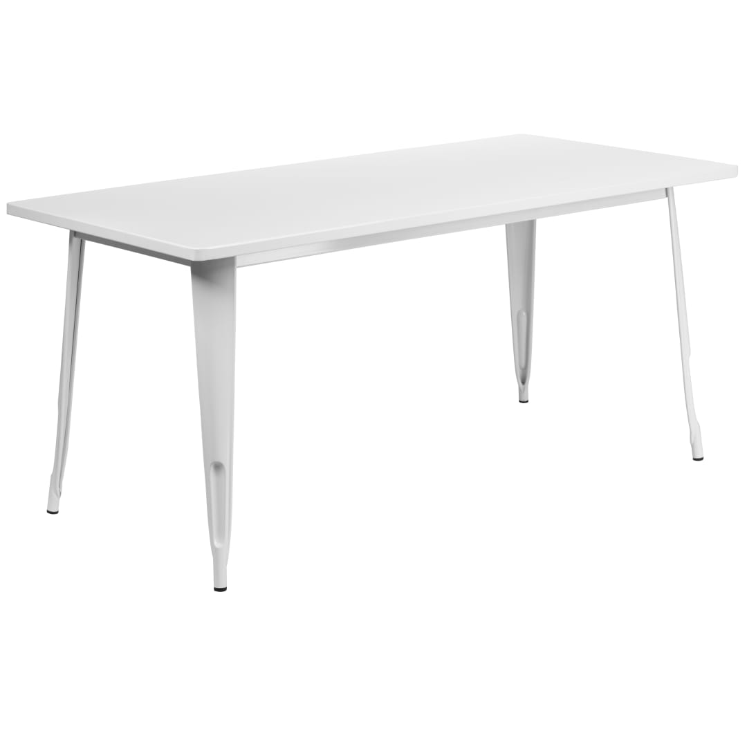 Charis Commercial Grade 31.5" x 63" Rectangular White Metal Indoor-Outdoor Table