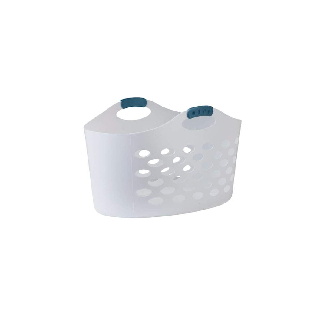 Rubbermaid 1.5 Bushel Capacity Durable Versatile Flex N Carry Portable Flexible Laundry Basket With Convenient Carrying Handles White Organization and Storage for Laundry/Garage/Home