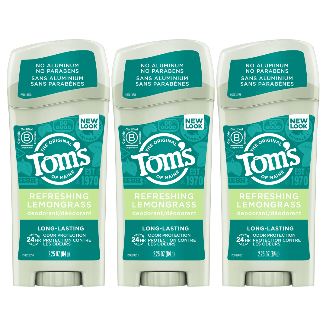 Tom's of Maine Long-Lasting Aluminum-Free Natural Deodorant for Women, Lemongrass, 2.25 oz. 3-Pack