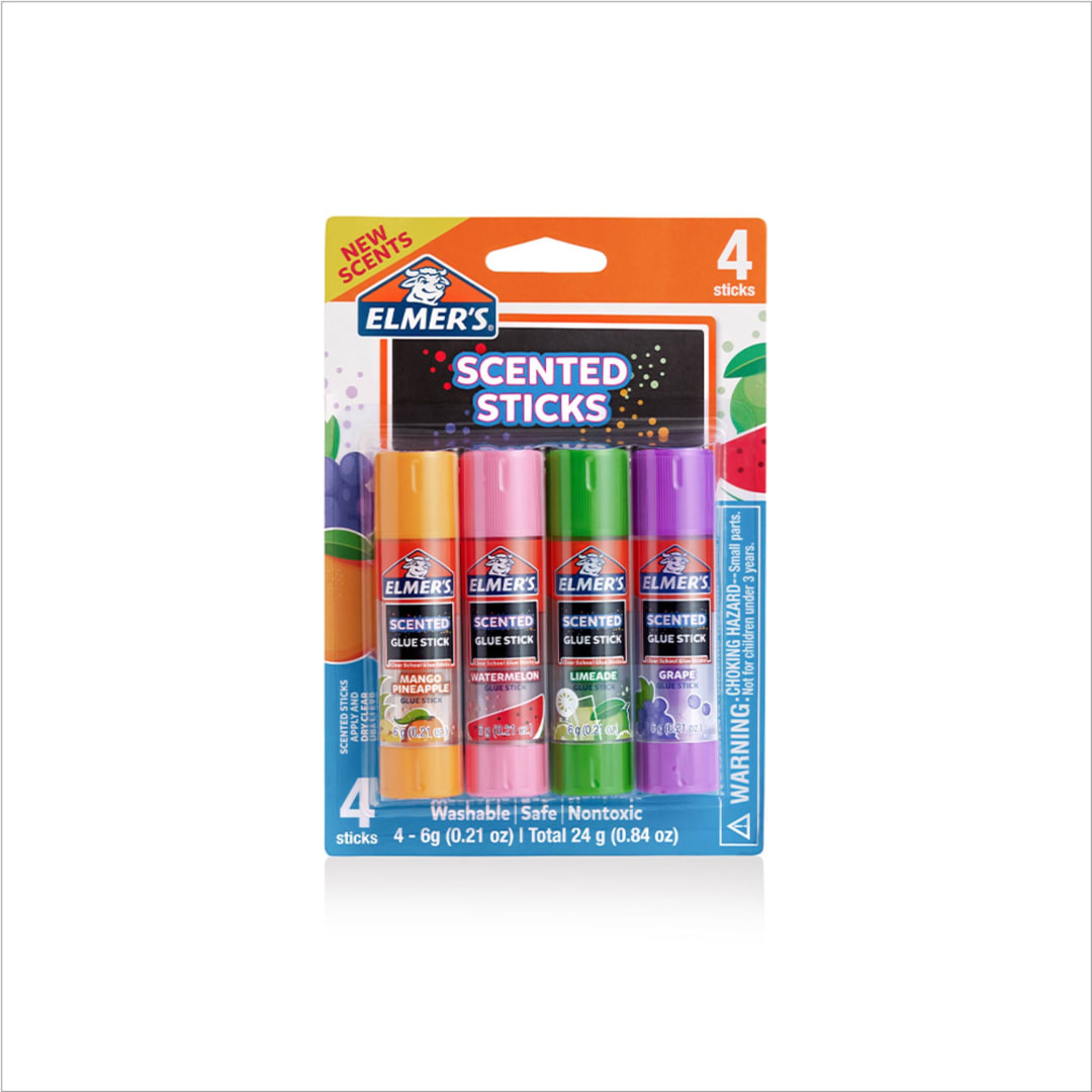 Elmer’s Tropical Scented Glue Sticks, Safe, Nontoxic School Glue, 4 Count (6g each)