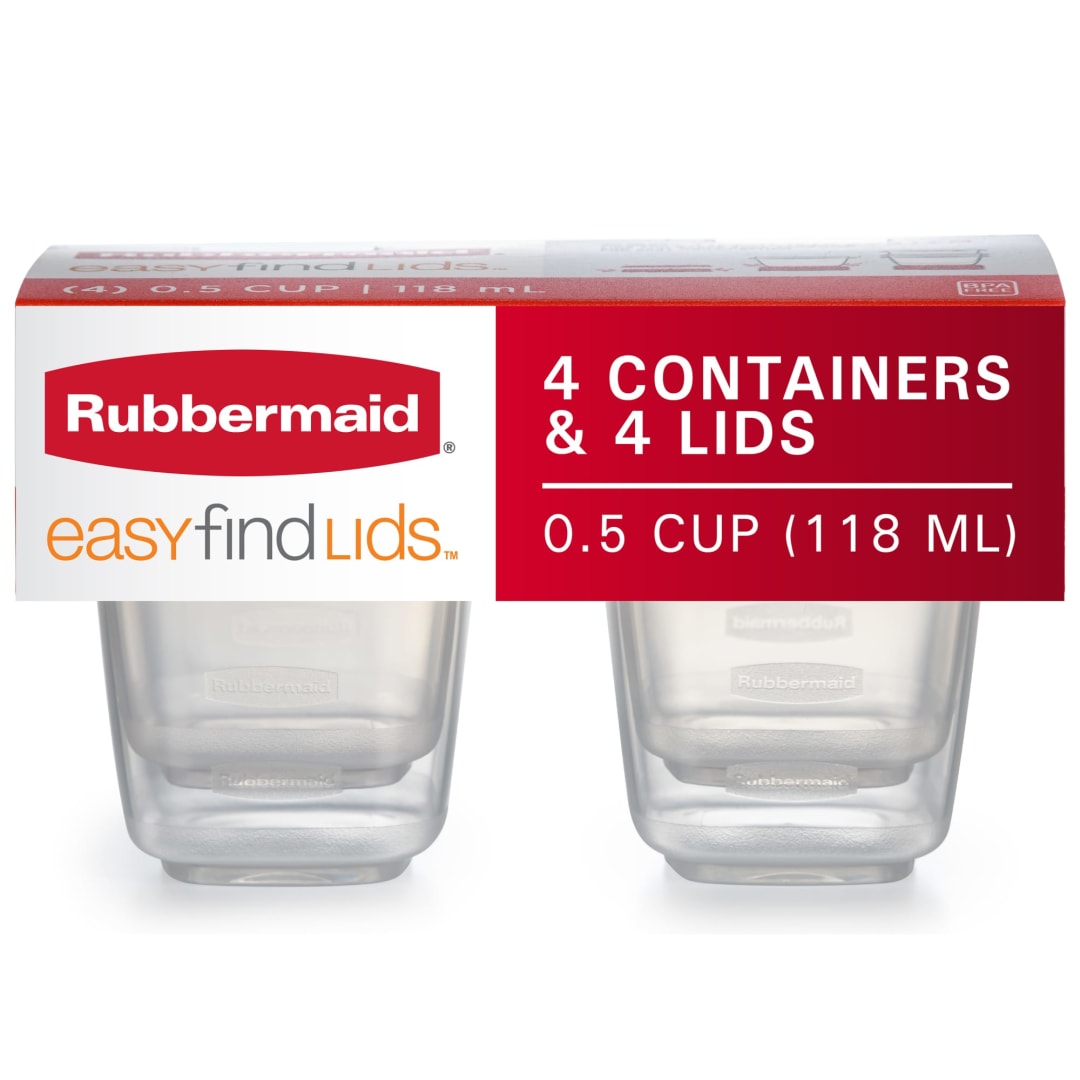 Rubbermaid Easy Find Lid, 0.5 Cup, Set of 4, Plastic Food Storage Containers