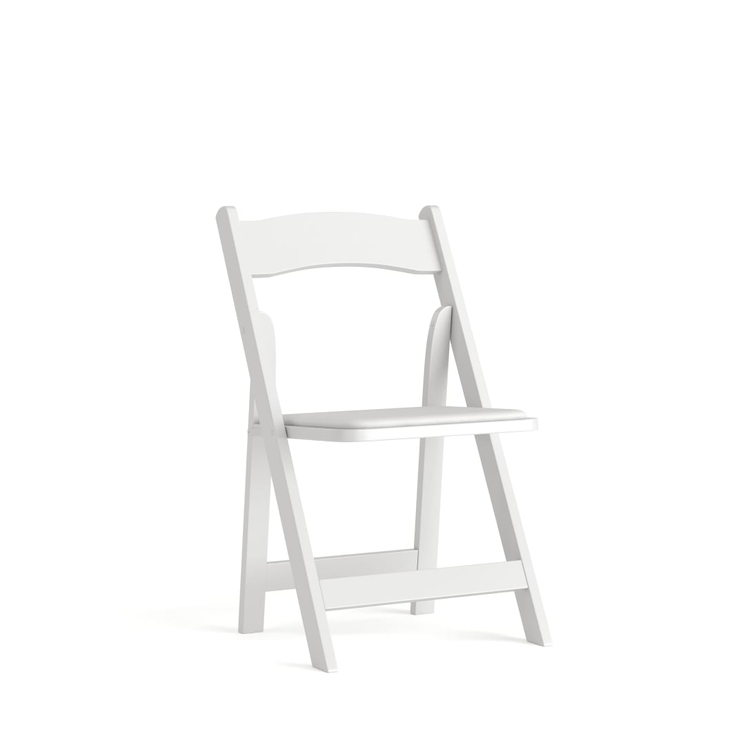 HERCULES Series White Wood Folding Chair with Vinyl Padded Seat