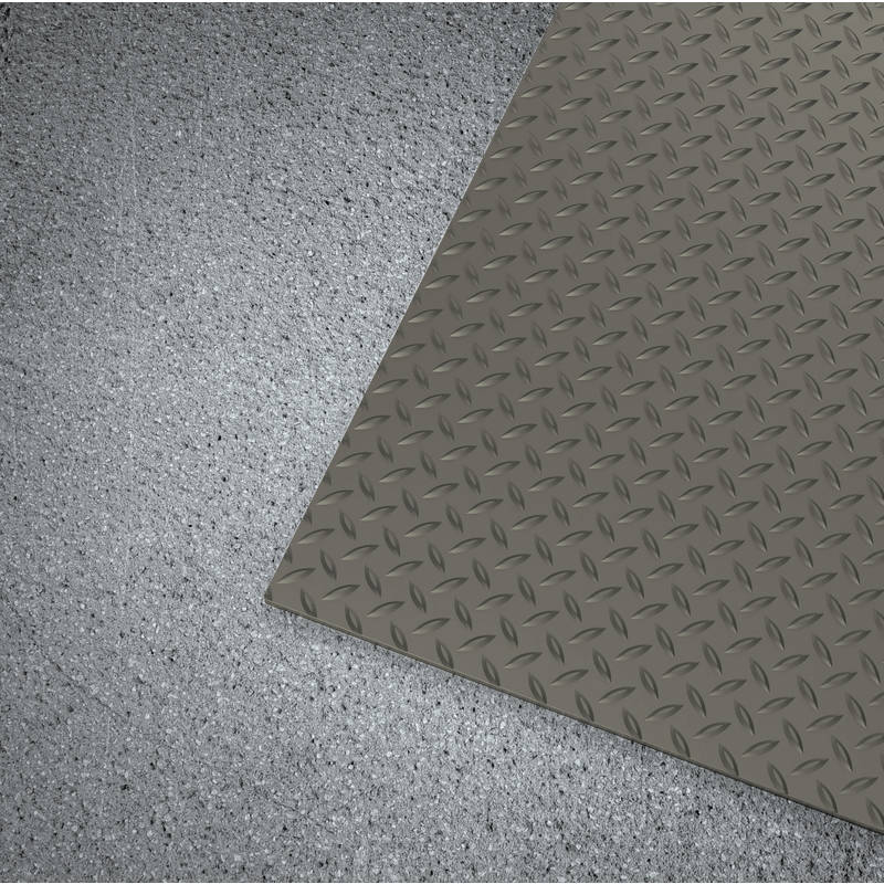 OBSOLETE WorkForce Vinyl Diamond Plate Commercial Grade Matting, 1/8" x 36" x 6', Gray