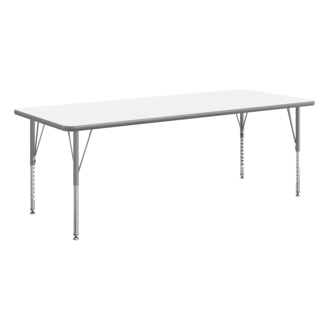 Wren 72" x 30" Adjustable Height Activity Table, Thermal Laminate Top, Short Legs, White