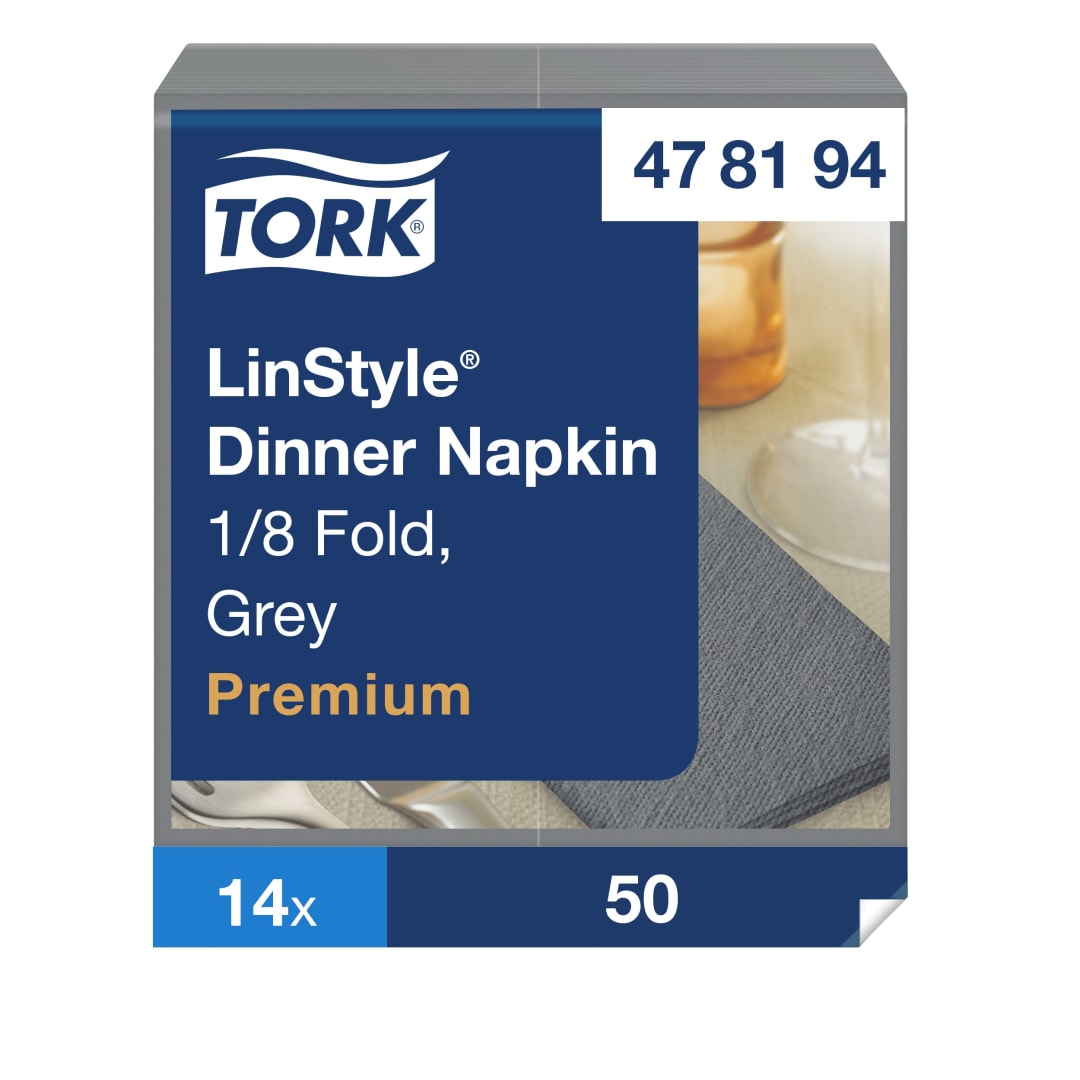 Tork Premium Linstyle® Grey Dinner Napkin 1/8 Folded