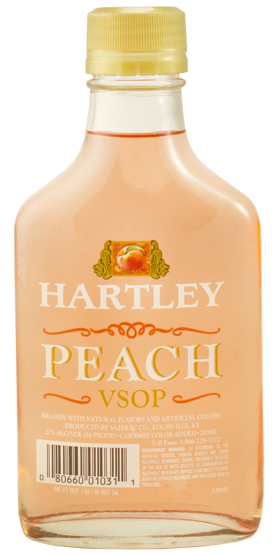 Hartley Peach Brandy 200ml 54 Proof