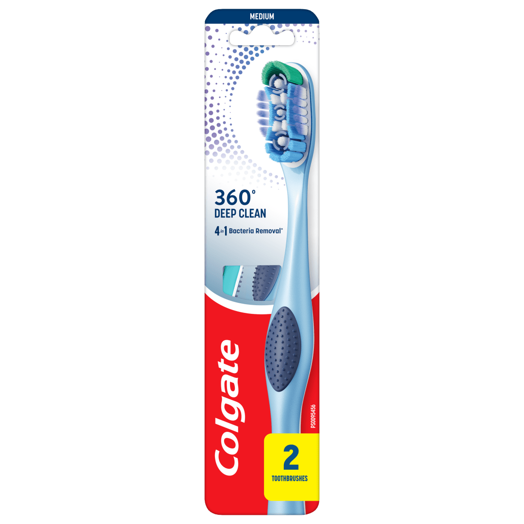 Colgate 360 Whole Mouth Clean Medium toothbrush for adults, 2pk