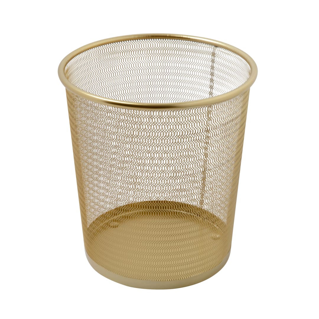 Ryder Gold Mesh Metal Trash Can, 4.5 Gallon, Wastebasket for Office