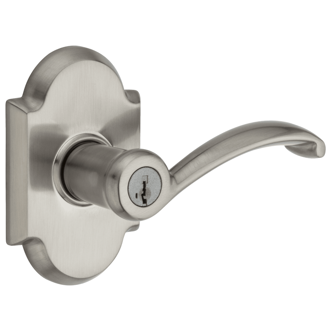 Austin Keyed Entry Lever featuring SmartKey Security™ in Satin Nickel