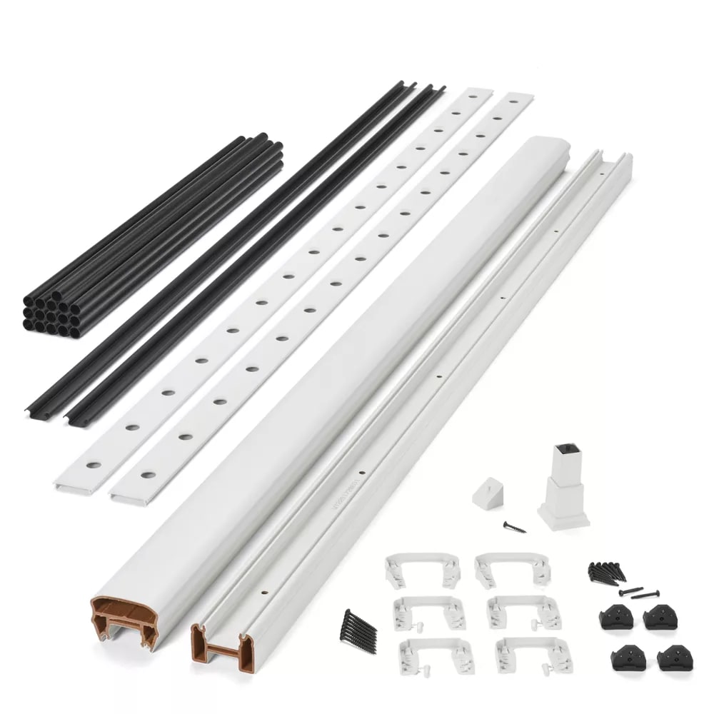 6-ft x 42-in Transcend Horizontal Rail Kit with Round Aluminum Balusters - Classic White Full Span