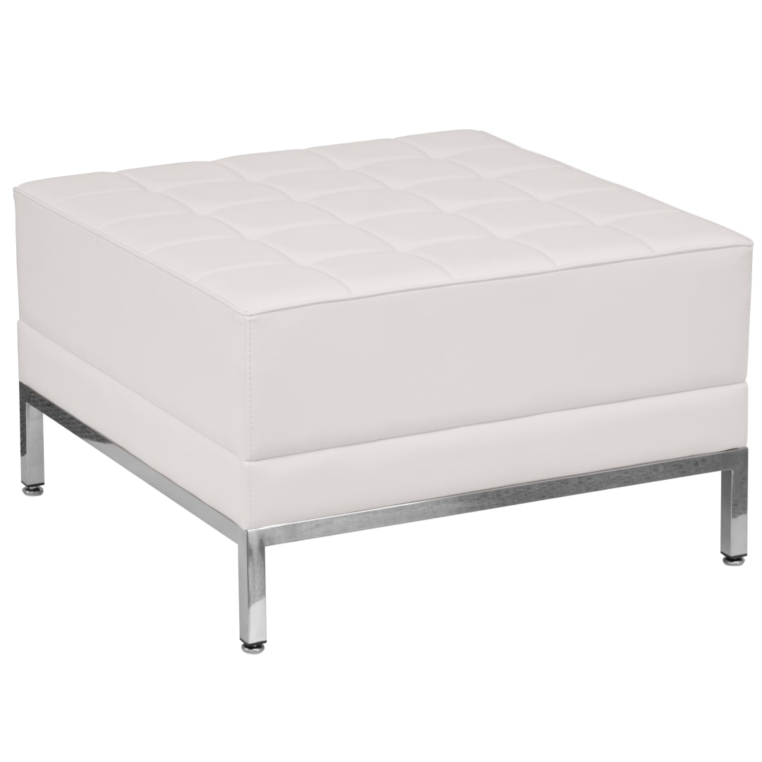 HERCULES Imagination Series Melrose White LeatherSoft Ottoman