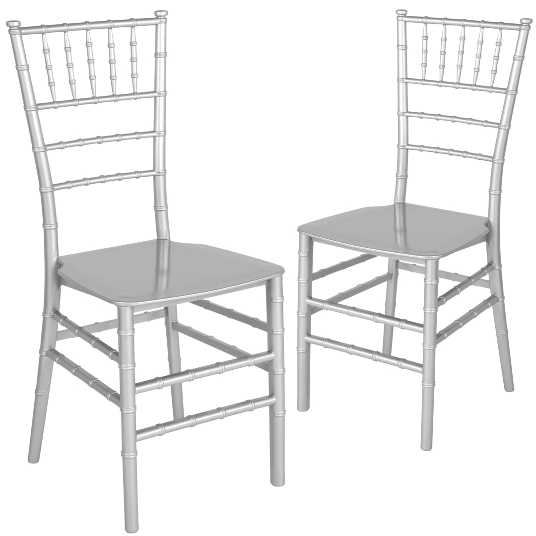 2 Pack HERCULES Series Silver Resin Stacking Chiavari Chair