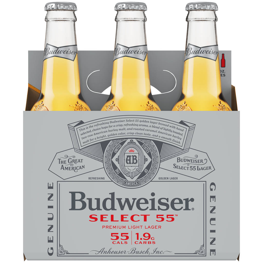 Budweiser Select 55 Light Beer, 6 Pack 12 fl. oz. Bottles, 2.4% ABV