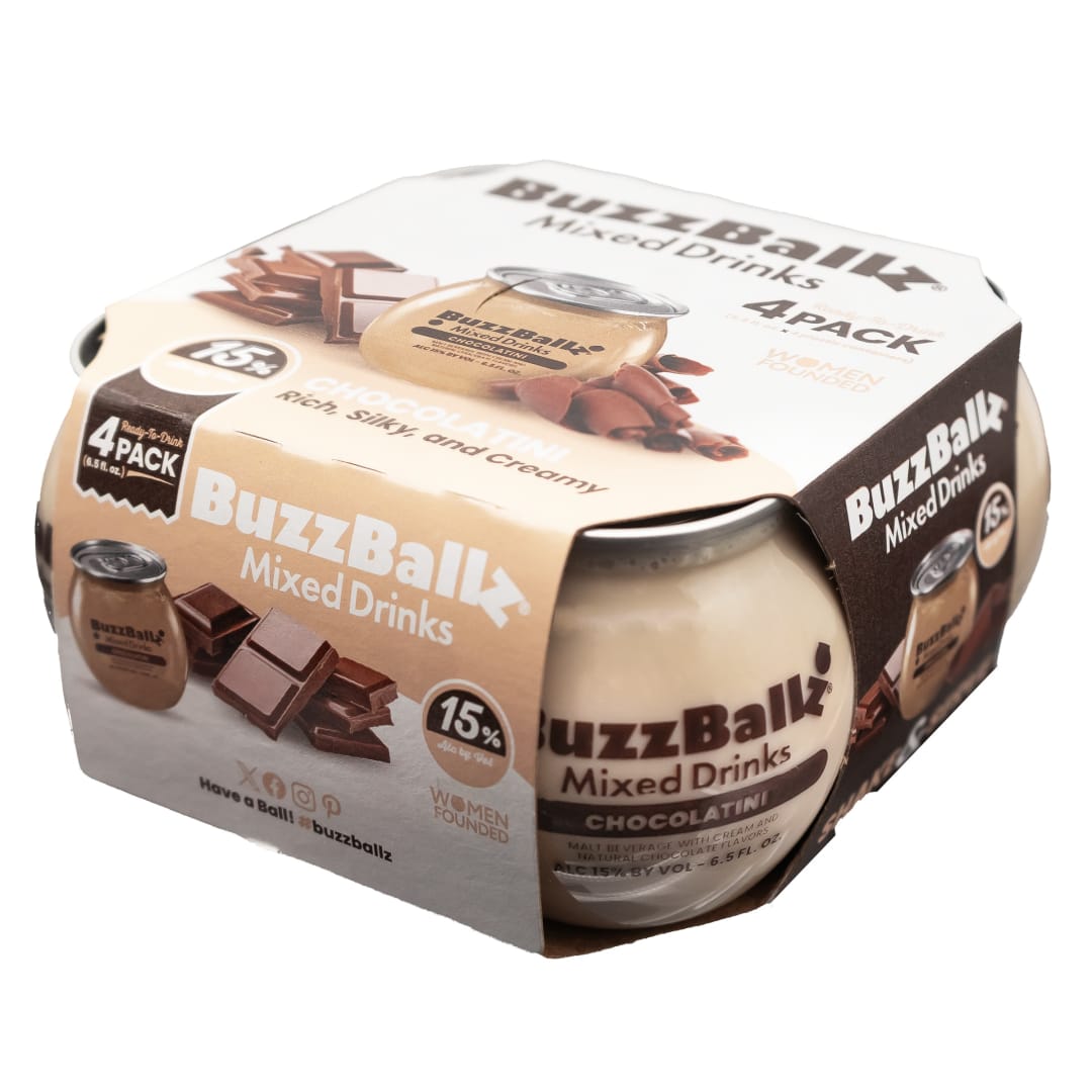 BuzzBallz Chocolatini Malt Cocktails 4 Pack 6.5fl oz Shot Cups 30 Proof