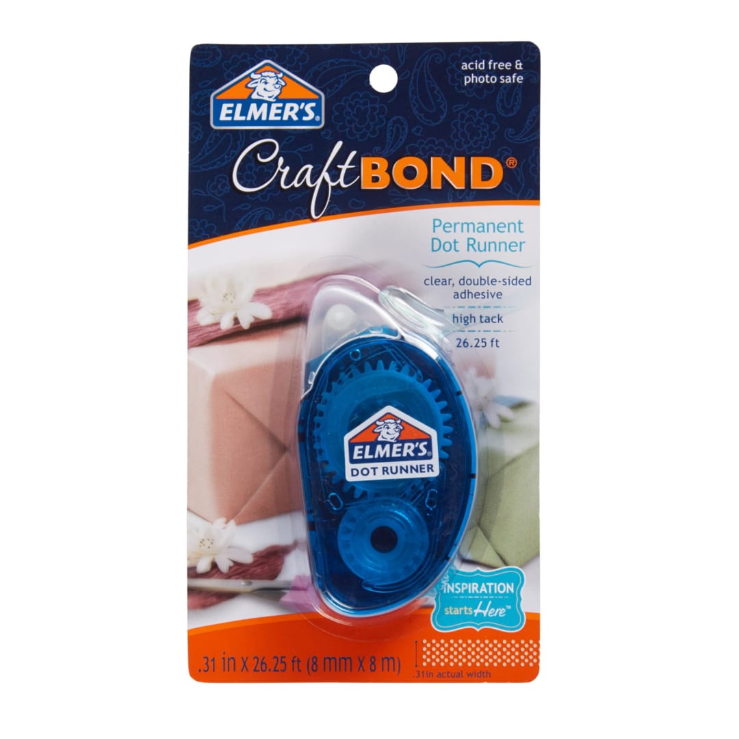 Elmer’s CraftBond Permanent Glue Dot Runner, Clear, Double Sided, 26.25-Feet