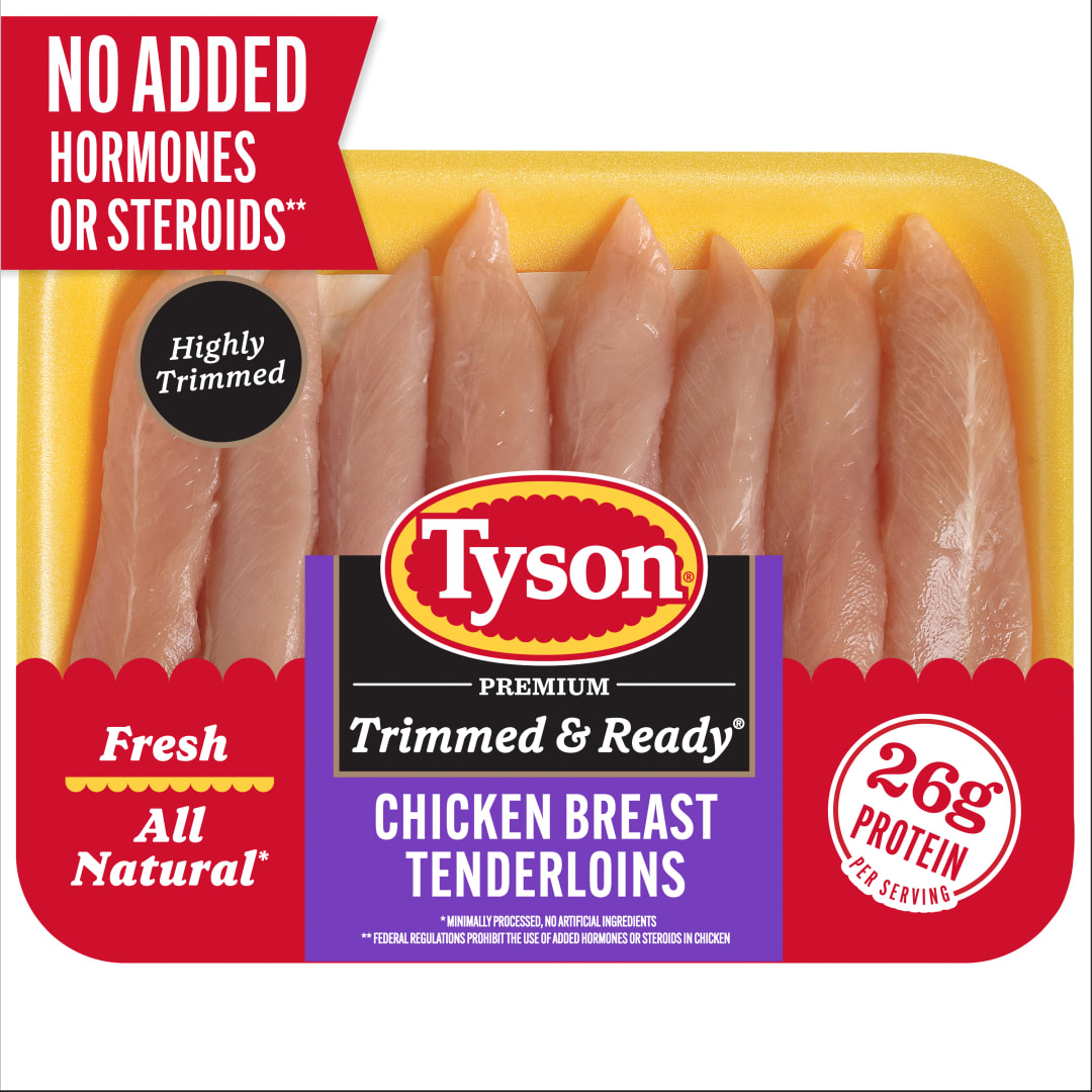 Tyson Trimmed & Ready All Natural Chicken Breast Tenderloins, 1.0 - 2.0 lb Tray