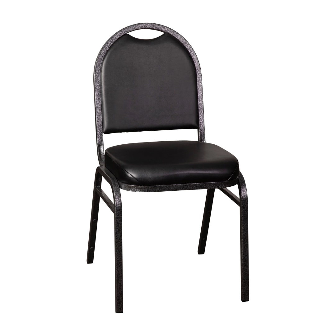 HERCULES Series Commercial Grade 500 LB. Capacity Dome Back Stacking Banquet Chair in Black Vinyl with Silver Vein Metal Frame