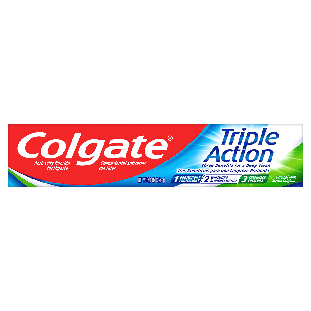 Colgate Triple Action Toothpaste, Mint - 8.0 Ounce