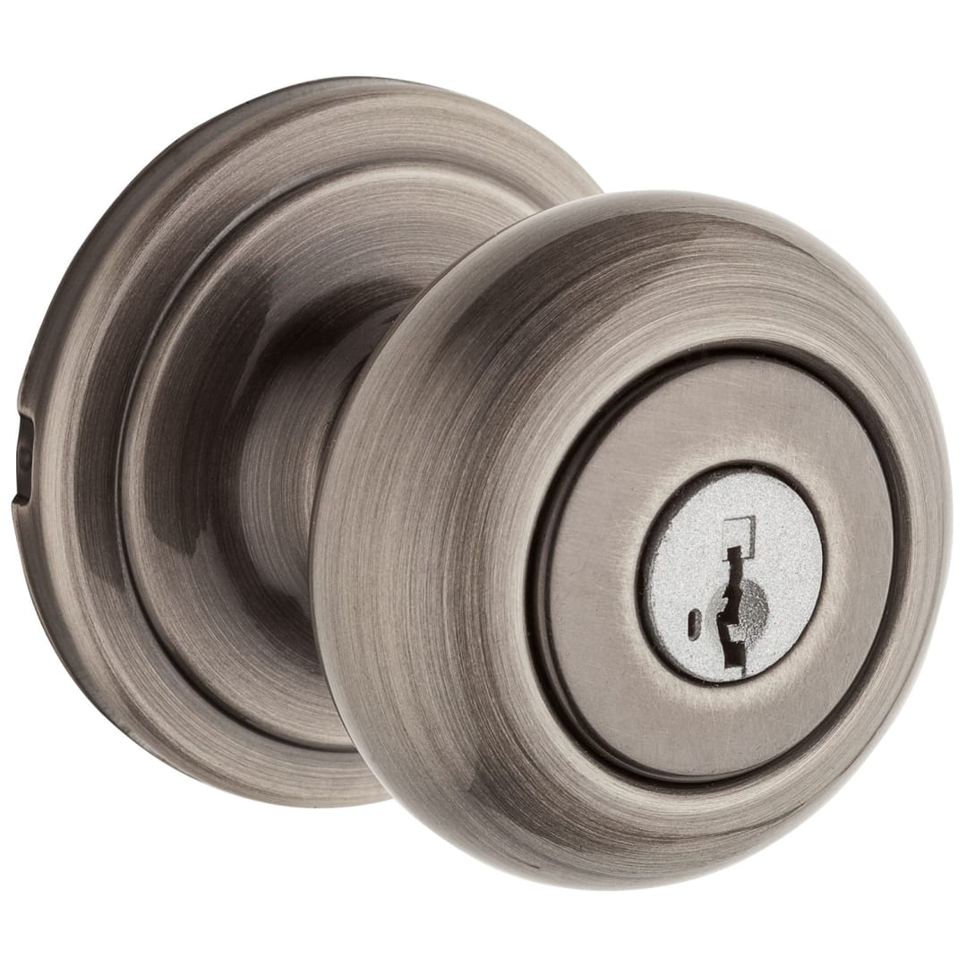 Hancock Keyed Entry Knob featuring SmartKey Security™ in Antique Nickel