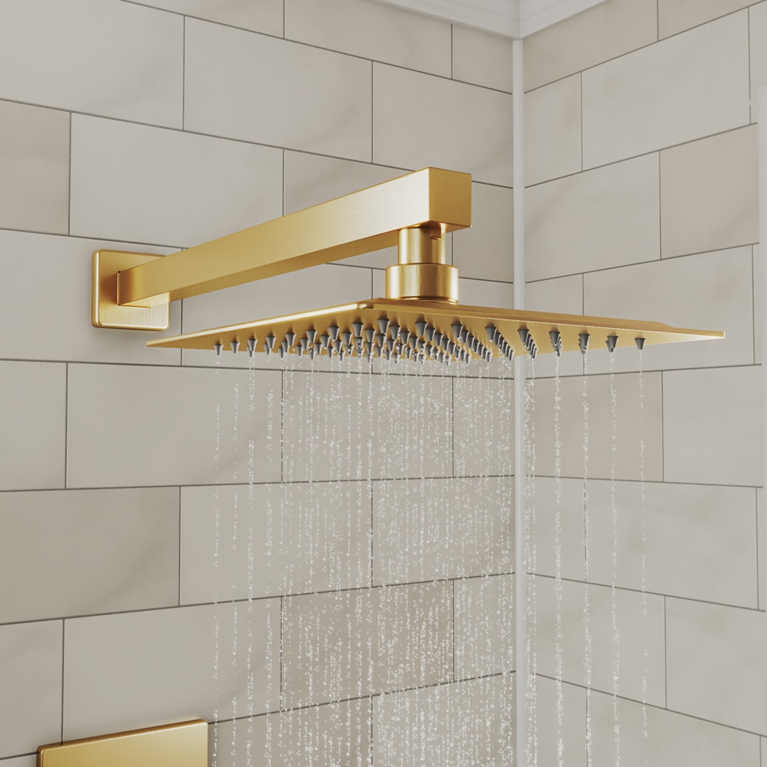 Ascend Ultra-Thin Square Shower Head - 10 in., Brushed Brass