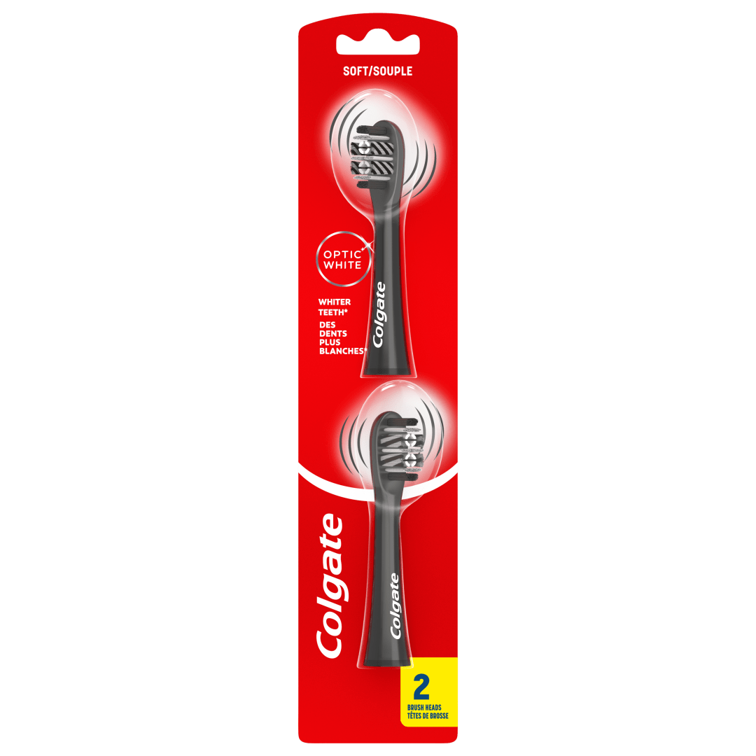 Colgate Optic White Replacement Toothbrush Heads Pack, Black, 2 Count
