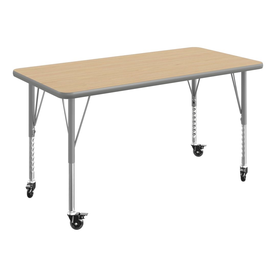 Wren 48" x 24" Adjustable Height Activity Table, Thermal Laminate Top, Standard Legs, Light Natural