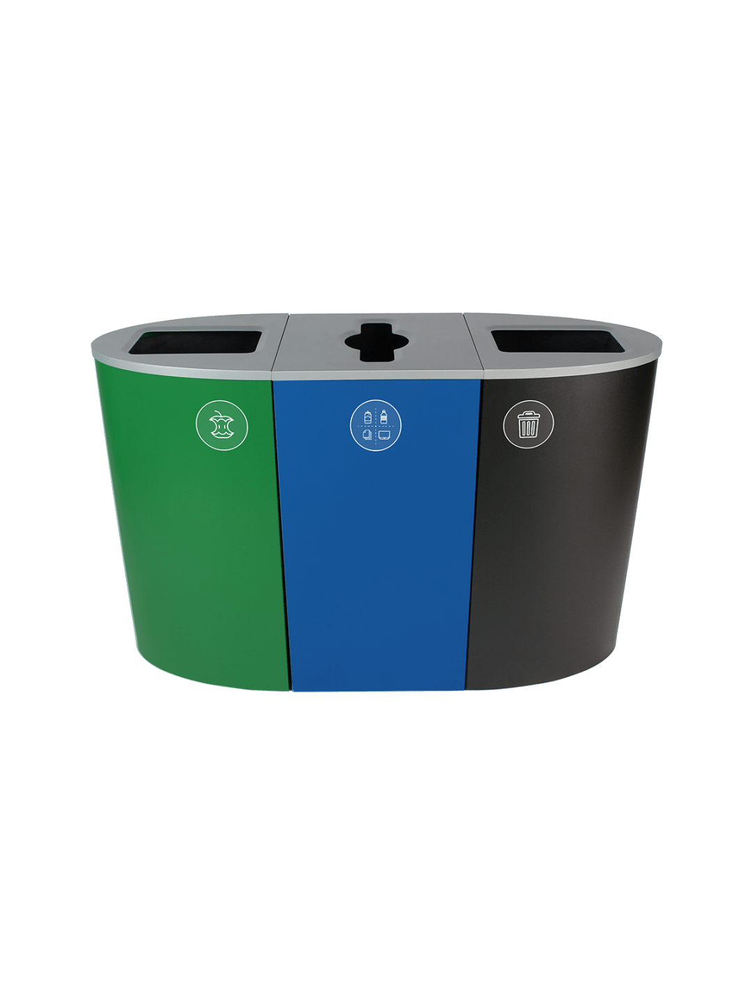  SPECTRUM - Triple - Kit - Organics-Mixed Recyclables-Waste - Full-Mixed-Full - Green-Blue-Black