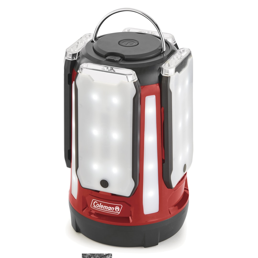 Coleman Quad Panel 800L LED Lantern, Water-Resistant Lantern with 4 Removable Magnetic Light Panels & USB Charging Port, Great for Camping, Hunting, Emergencies, & More