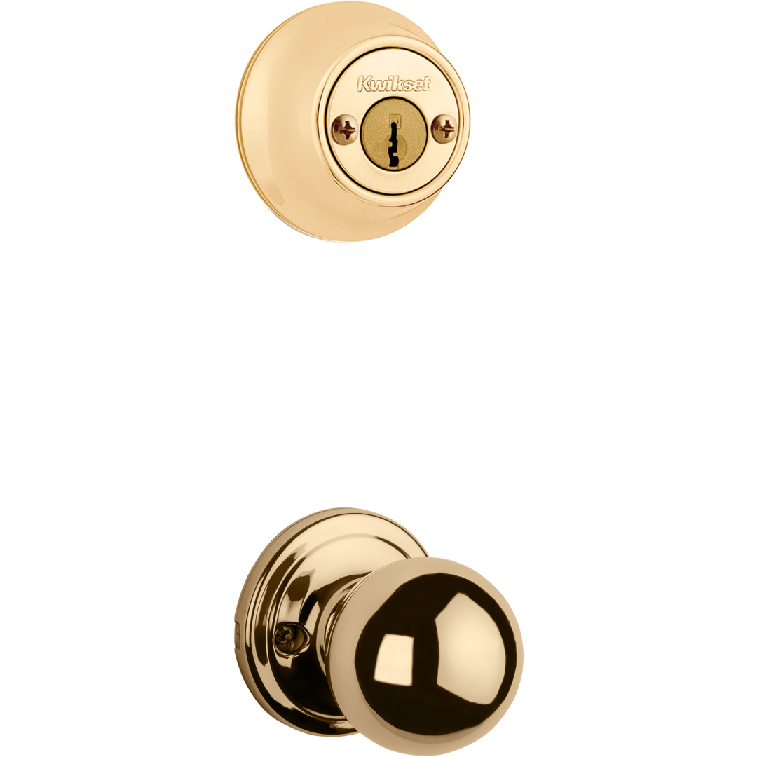 605 Double Cylinder Interior Pack w/Circa Knob for Kwikset Series Handlesets in Polished Brass