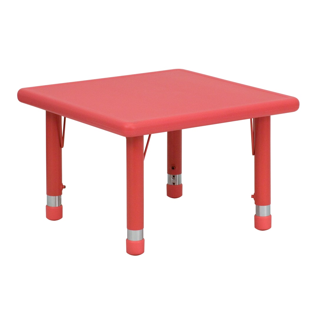 Wren 24'' Square Red Plastic Height Adjustable Activity Table