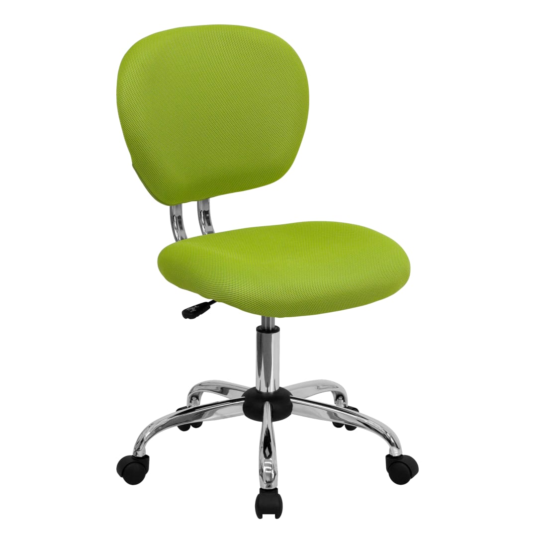 Beverly Mid-Back Apple Green Mesh Padded Swivel Task Office Chair with Chrome Base