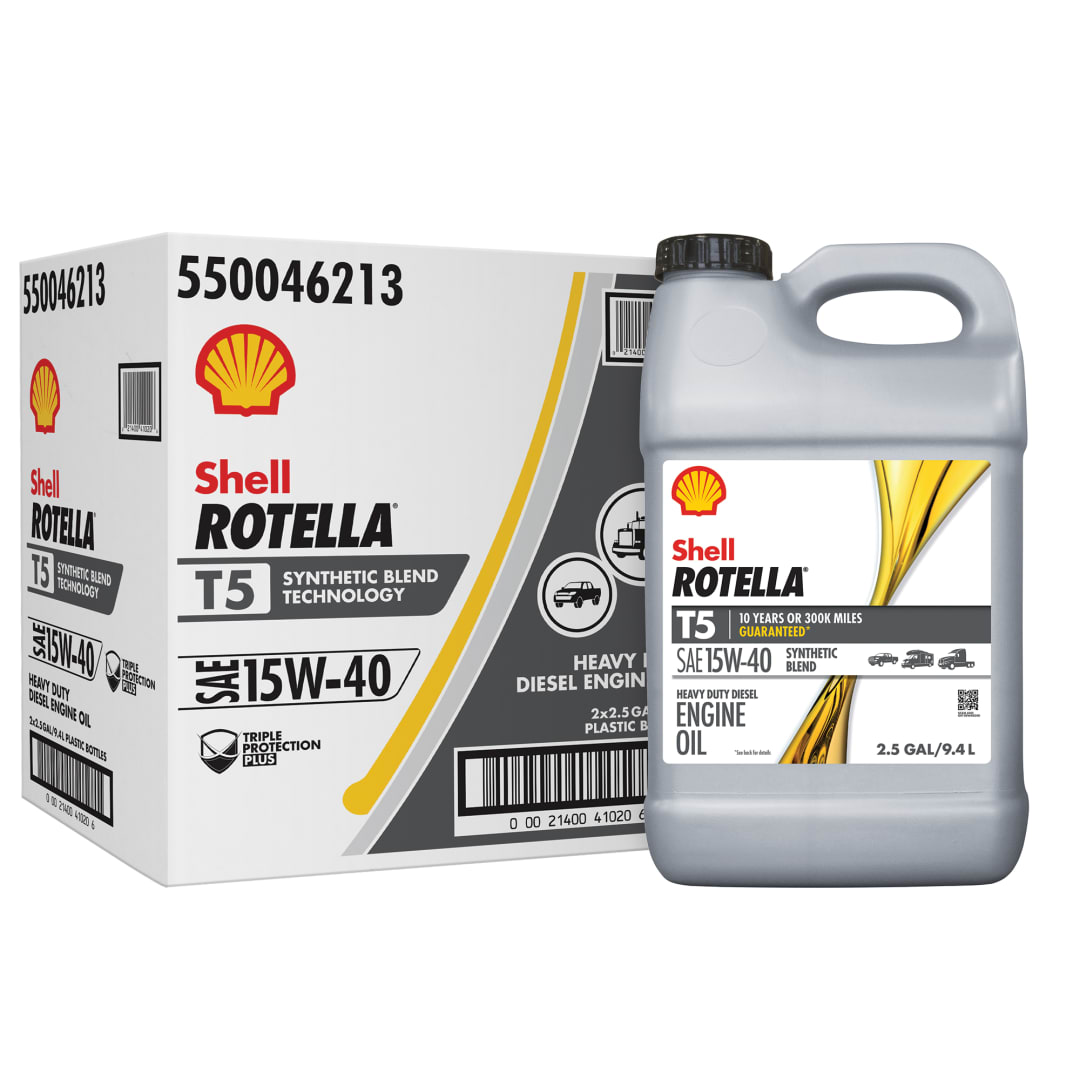 Shell Rotella T5 Synthetic Blend 15W-40 Diesel Engine Oil, 2.5 Gallon (2 Pack)