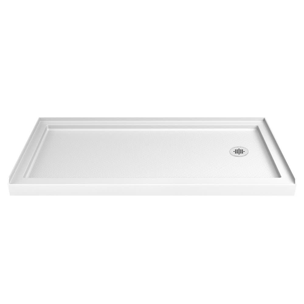 DreamLine SlimLine 32 inch D x 60 inch W x 2 3/4 inch H Right Drain Single Threshold Shower Base in White
