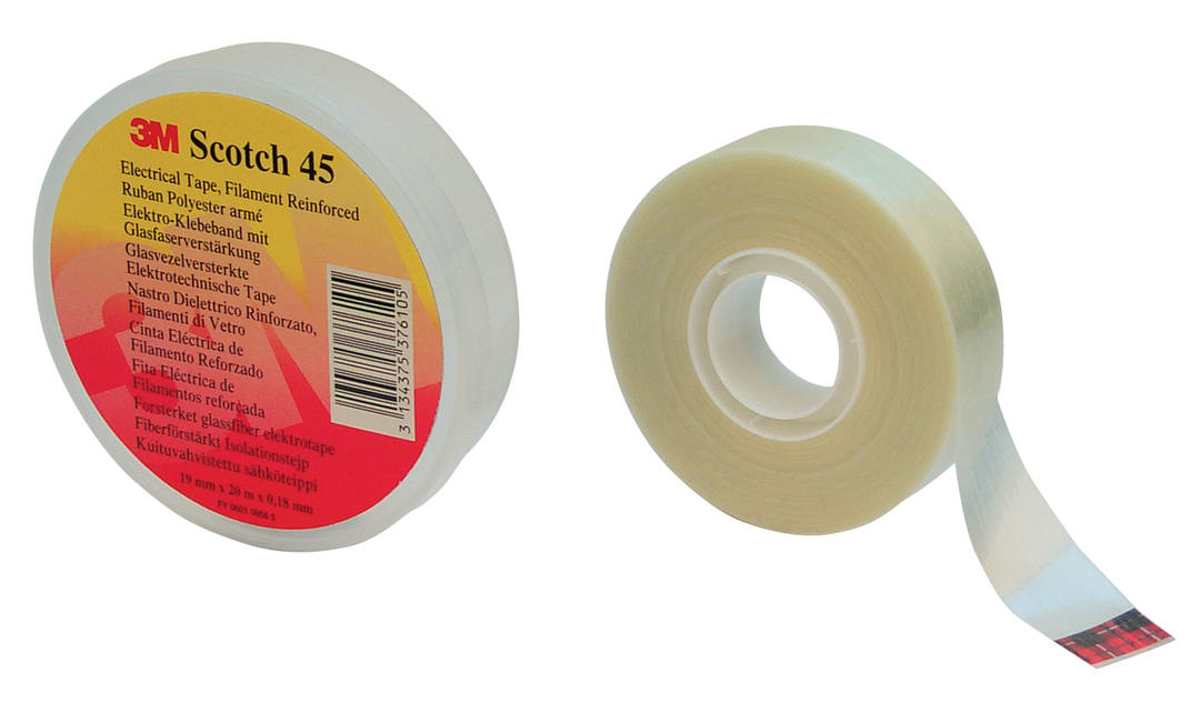 Scotch® 45 Glasfaserverstärktes Polyesterband, Transparent, 19 mm x 20 m, 0,2 mm