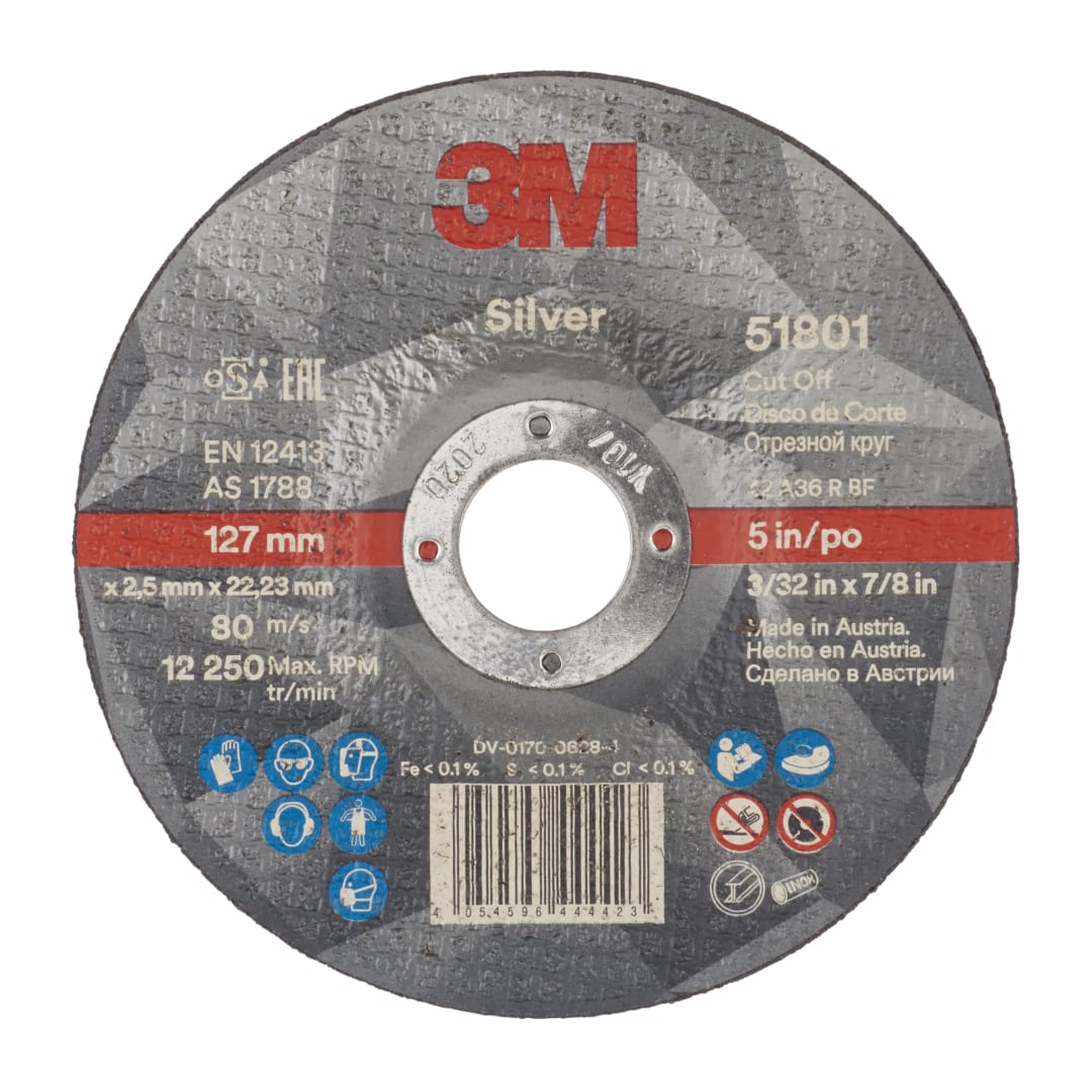 3M™ Silver Cut-Off Wheel, T42, 125 mm x 2.5 mm x 22.2 mm