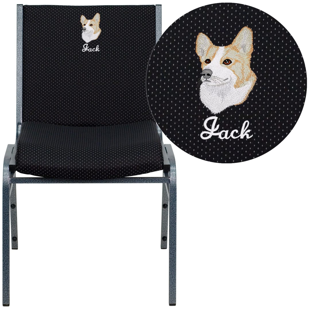 Embroidered HERCULES Series Heavy Duty Black Dot Fabric Stack Chair