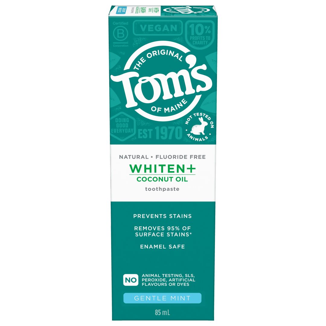 Tom’s of Maine Whiten Plus Coconut Oil Fluoride Free Toothpaste, Gentle Mint, 113 g