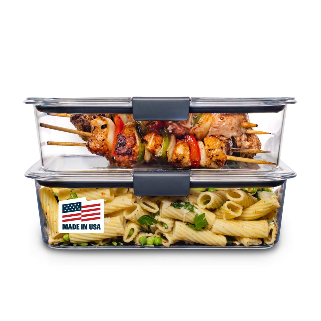 Rubbermaid® Brilliance® Food Storage Container Multi Pack | 9.6 Cup Plastic Containers with Lids 2 Pack | BPA Free, Leak Proof Food Container | Microwave and Dishwasher Safe, Clear