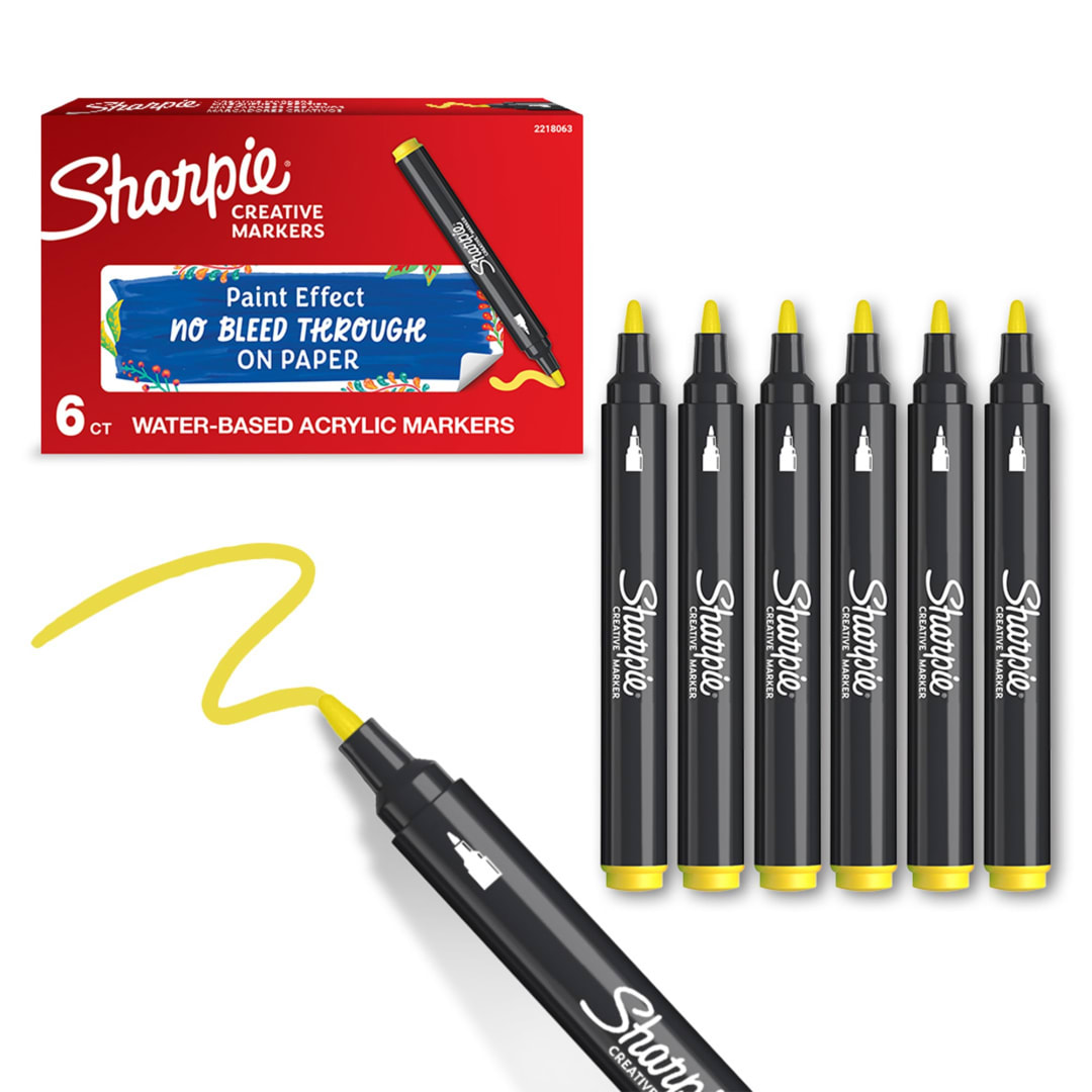 Sharpie Creative Marker, Water-Based Acrylic Marker, Bullet Tip, Yellow, 1 Count