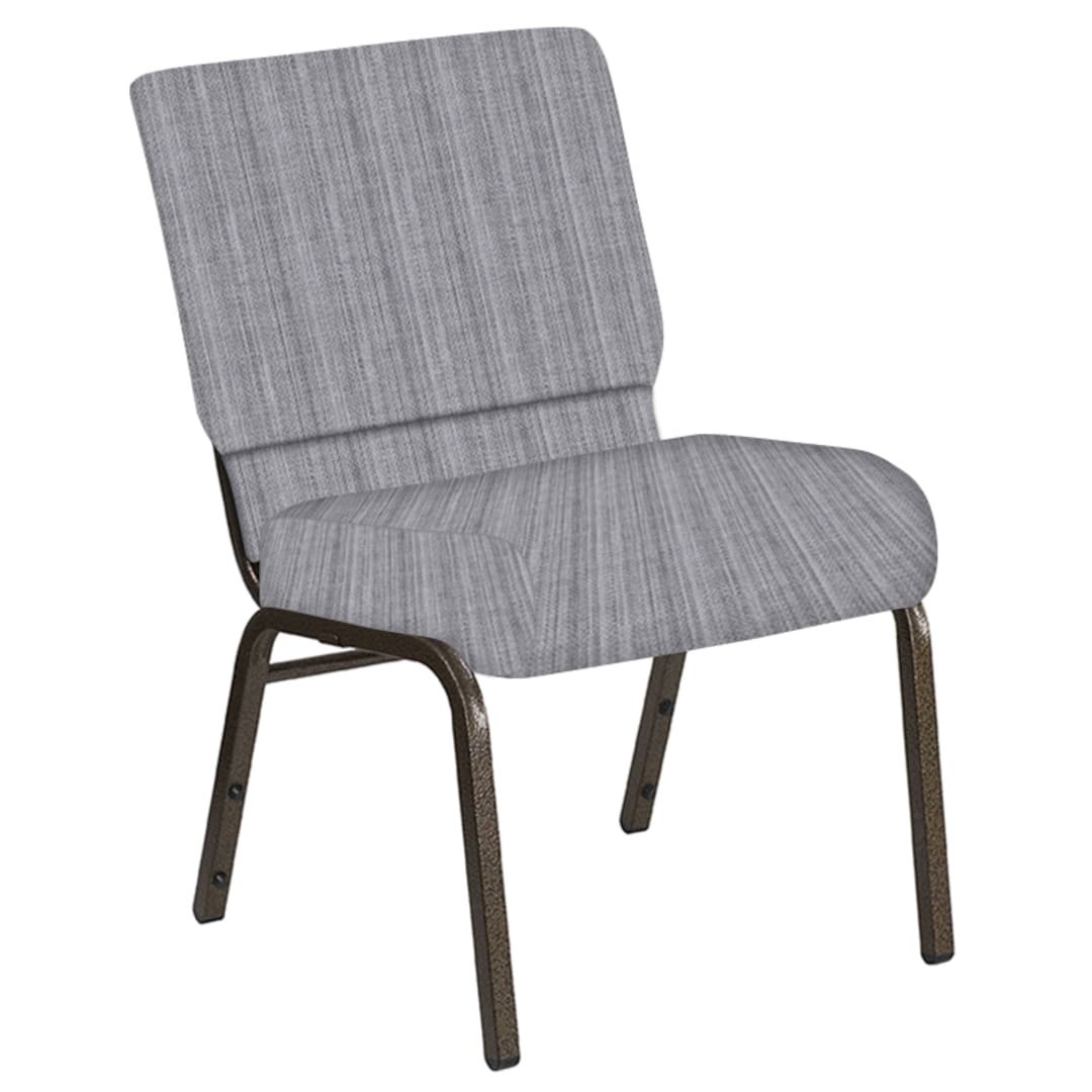 Embroidered 21''W Church Chair in Sammie Joe Aluminum Fabric - Gold Vein Frame