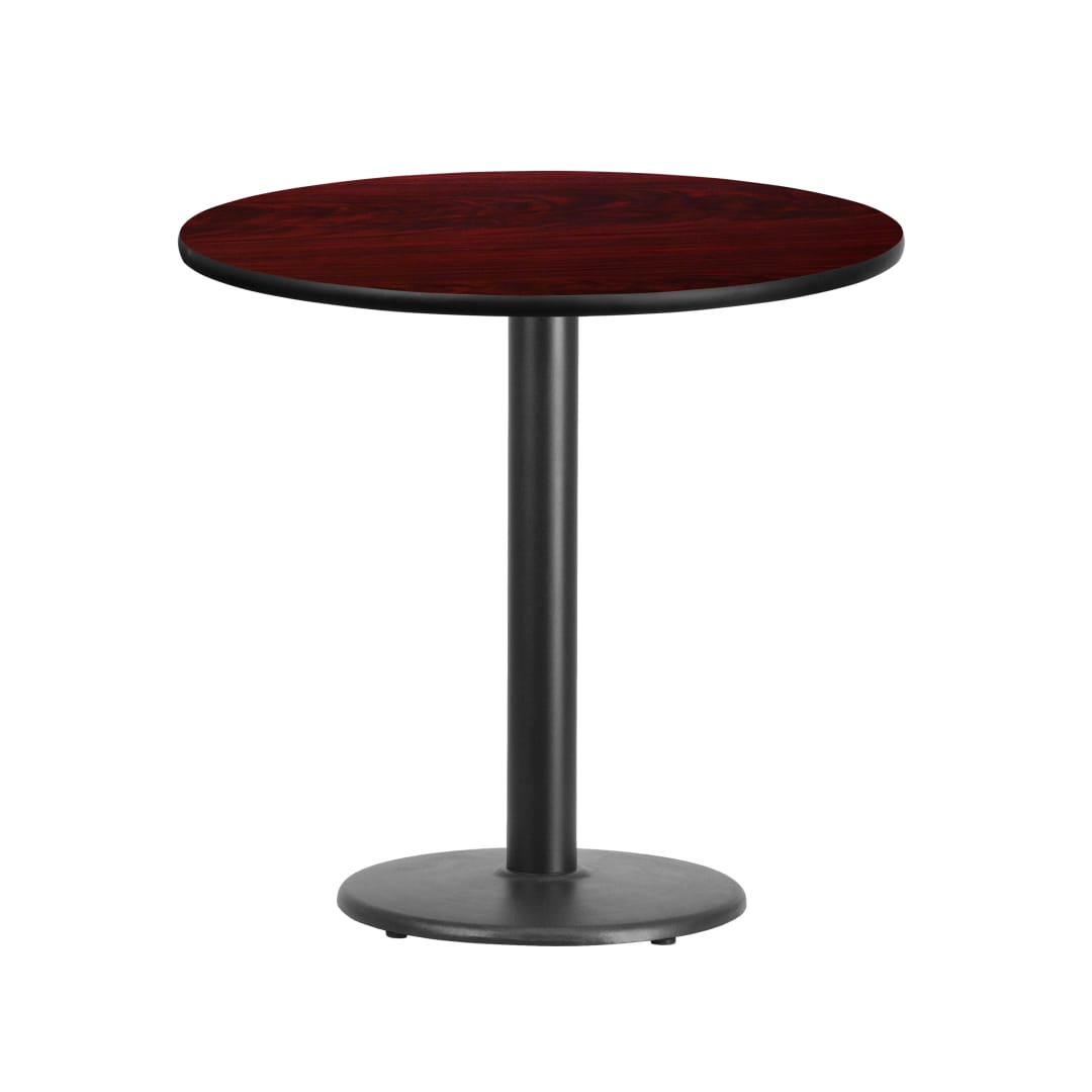 Graniss 30'' Round Mahogany Laminate Table Top with 18'' Round Table Height Base