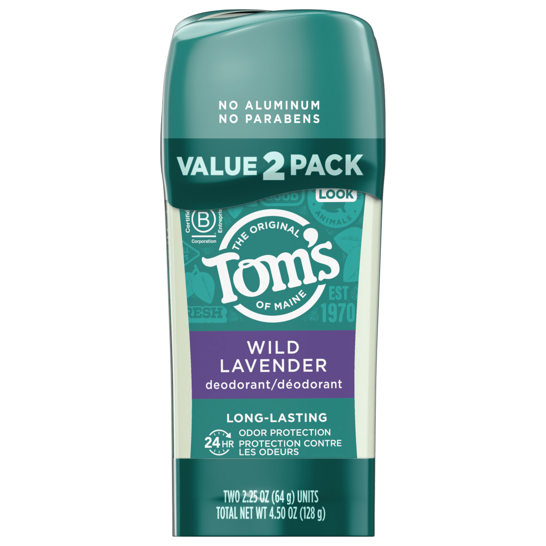Tom's of Maine Long-Lasting Aluminum-Free Natural Deodorant for Women, Wild Lavender, 2.25 oz. 2-Pack