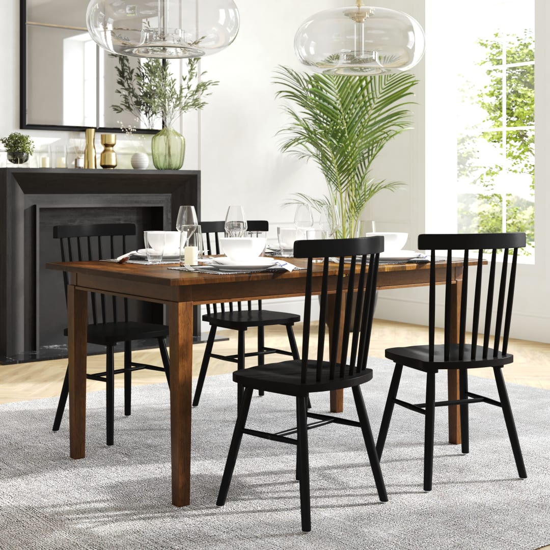 Henry 72" Commercial Grade Solid Wood Rectangular Dining Table with Hideaway 12 Inch Extension Panel and Seating for 6-8 Adults in Matte Brown