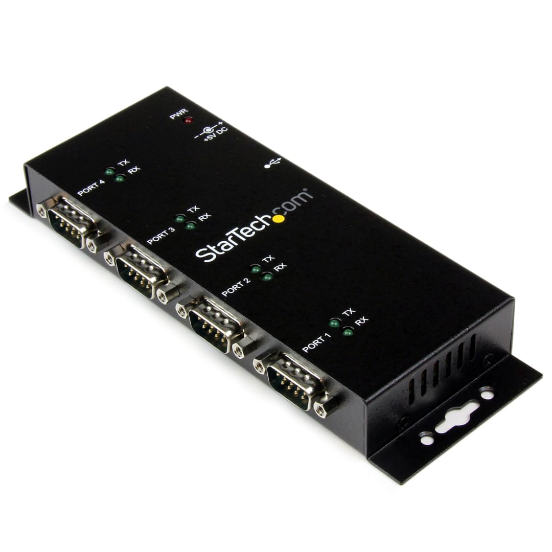 4-Port Wall/DIN Mount USB to RS232 Serial Hub